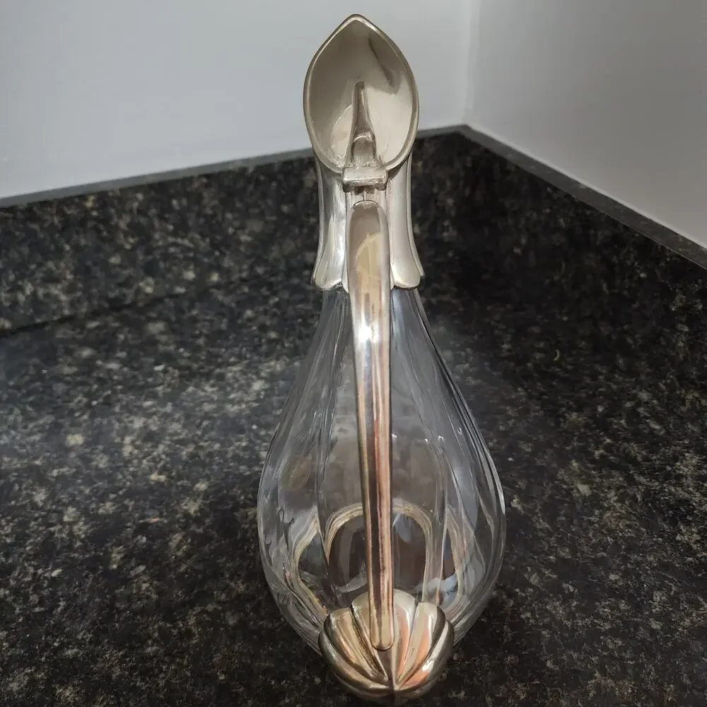 Vintage CRYSTAL AL PIOMBO duck decanter with a silver plated frame & cut glass